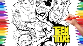 Coloring Pages Teen Titans | Drawing and Coloring Teen Titans Robin Starfire Cyborg Raven Beast Boy