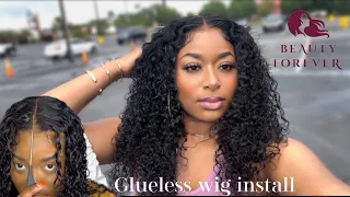 Beauty Forever wig install and honest review💜| wear & go wig is 6x4.75 lace jerry curl closure wig