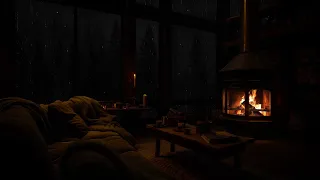 Cabin Ambience with Rain and Fireplace Sounds to Encourage Focus and Relaxation While Working 🌧️