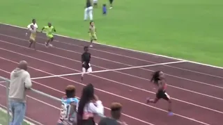 Watch as seven year old Rudolph "Blaze" ingram sprints 100m in 13 48 seconds in amezing feat