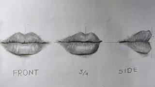 How to Draw a Front, 3/4 & Side view Lips: Tutorial