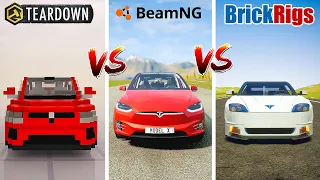 Teardown TESLA MODEL X vs BeamNG TESLA MODEL X vs Brick Rigs TESLA MODEL X