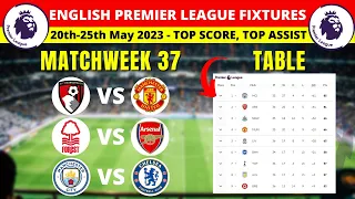 EPL Fixtures And Table - 20th -25th May Matchweek 37 - English Premier League 2022/2023