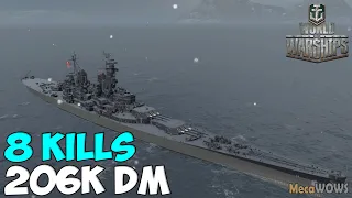 World of WarShips | Missouri | 8 KILLS | 206K Damage - Replay Gameplay 1080p 60 fps