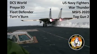 F-14 Tomcat Carrier Takeoff (Catapult launch) in 14 different simulators