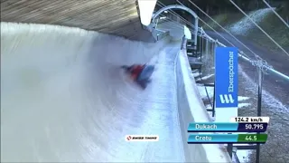 Valentin Cretu crash on Luge World Cup in Innsbruck (AUT) 2020/2021