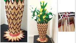 How to Make Flower Vase with Matchsticks/Matchsticks craft/DIY Flower vase/Best out of Waste Ideas.