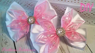 Бантики из атласной ленты Канзаши Satin ribbon Hair Bow Laco de fita