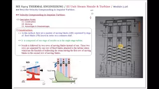 Describe Velocity  Compounding in Steam Turbines - M3.26 - Thermal Engineering in Tamil