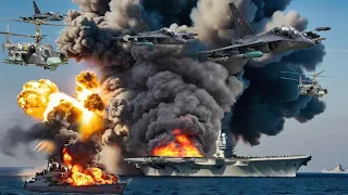 10 MINUTES AGO.! aircraft carrier carrying 80 fighter jets destroyed by YAK-130 in the Black Sea