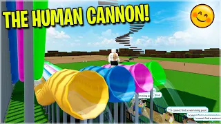 I Built HUMAN CANNONS with Water Slides in Roblox