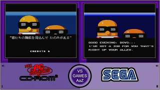 Bonanza Bros(PC Engine CD VS Sega Genesis)side by side comparison graphics