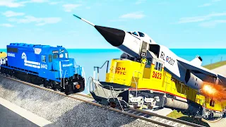 Big Long Trains Crashes #2 - Beamng drive