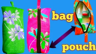 Indispensable d i y zipper  pouch bag idea //so useful purse storage bag tutorial cut and sew method