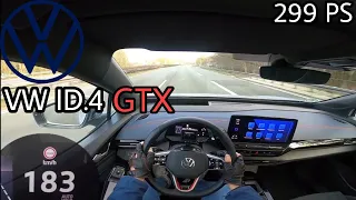 2022 VW ID.4 GTX (299 PS) POV Testdrive AUTOBAHN Beschleunigung & Topspeed