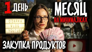 Закупка продуктов. День 1. МЕСЯЦ НА МИНИМАЛКАХ. Обзор цен. Покупаю все по списку!