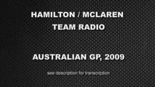 McLaren Hamilton team radio Australian GP 2009