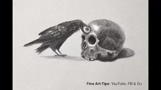 How to Draw A Skull & Crow - Narrated - Halloween Special