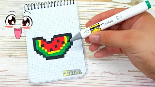 КАВАЙНЫЙ АРБУЗ - РИСУНКИ ПО КЛЕТОЧКАМ 🛑 KAWAII  WATERMELON pixel art