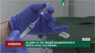 COVID-вакцинація в Україні: за добу вакцинувалися 62 тис людей