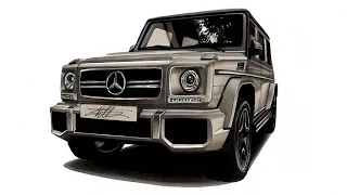 Realistic Car Drawing - Mercedes Benz G-Class - Time Lapse