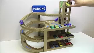 DIY Car track with lift and with Parking of cardboard