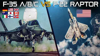 F-35 A/B/C Lightning II VS F-22 Raptor | Air Superiority | Digital Combat Simulator | DCS |