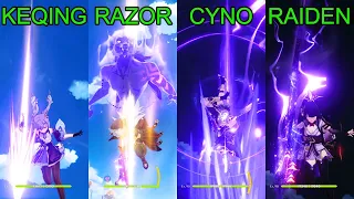 Raiden shogun vs Cyno vs Keqing vs Razor! Who is the best Plunge Attack? Comparison