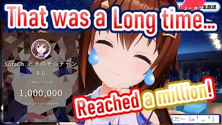 Sora cried uncontrollably when she finally reached a million subs.【Hololive/English subtitles】