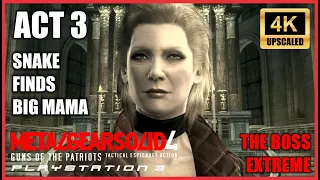 METAL GEAR SOLID 4 - Snake meets Big Mama [4K PS3 UPSCALED] - The Boss Extreme -