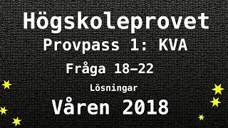 Högskoleprovet 2018 Våren Lösningar Pass 1 KVA del 2 Kvantitativa Matte