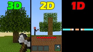 3D minecraft vs 2D minecraft vs 1D minecraft