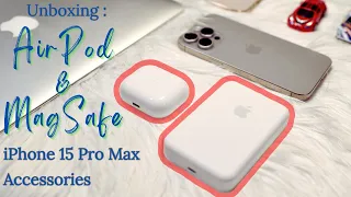 iPhone 15 Pro Max Accessories - MagSafe & AirPod 3rd Generation Aesthetic Unboxing + Set up