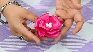 How To Make Flowers Out Of Ribbon | Easy Rose | Realistic and Super Easy