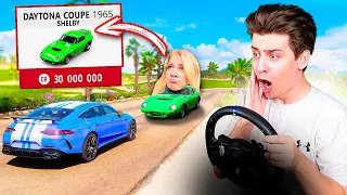 ПОКУПАЮ ВСЕ МАШИНЫ КОТОРЫЕ УВИЖУ, но ПРОТИВ МЕНЯ МОЯ СЕСТРА! (Forza Horizon 5 на Руле)