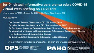 Sesión informativa COVID-19 en las Américas - Octubre, 14