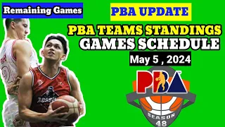 PBA Standings as of May 5 | Games Schedule May 5, 2024| Philippine Cup 2024 PBA update