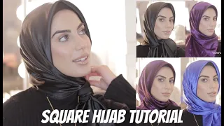 5 SQUARE Hijab Styles | Silk Scarf Tutorial