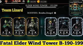 Lizard Team Vs Fatal Elder Wind Tower Hard Battle 190-199 Fight + Reward MK Mobile