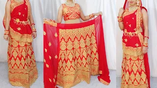 BRIDAL LEHENGA SAREE DRAPING TUTORIAL|LEHENGA SAREE DRAPING|STEP BY STEP|HINDI