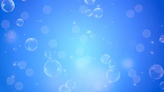 Голубой фон с мыльными пузырями, блестками и полупрозрачное боке - футаж для видео монтажа.