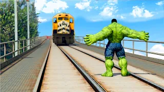 Hulk VS Train - CAN HULK STOP THE TRAIN IN GTA 5? | Redux Mango