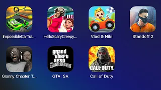 Call Of Duty Mobile,GTA San Andreas,Granny Chapter Two,Standoff 2,Vlad & Niki Cars,Impossible Tracks