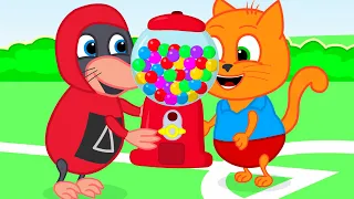 Cats Family in English - Gumball Machine For The Winner Cartoon for Kids