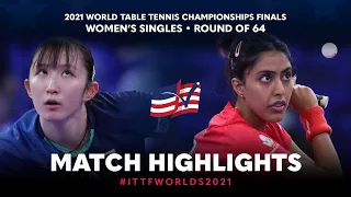 Hina Hayata vs Ayhika Mukherjee | 2021 World Table Tennis Championships Finals | WS | R64