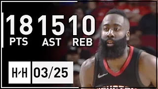 James Harden Triple Double Full Highlights Hawks vs Rockets (2018.03.25) - 18 Pts, 15 Ast, 10 Reb!