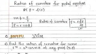 Radius of curvature for polar form & pedal Mathmatics-I BE Civil first semester TU PU KU PoU #maths