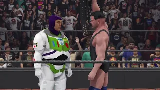 WWE 2K24 KTE Champion Caleb Seth And Buzz Lightyear Stare Down