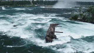 The Iron Scow impacted by river ice conditions above Niagara Falls