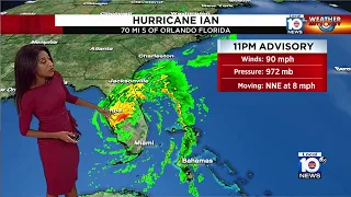 Hurricane Ian moving across Florida as Category 2